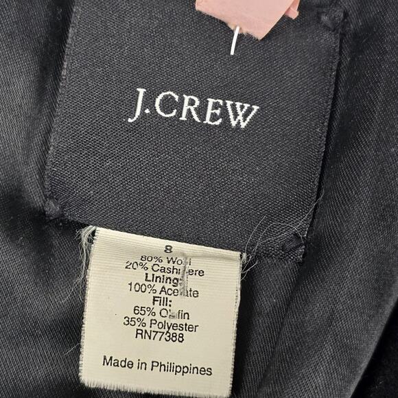 J Crew Long Coat Womens 8 Black Wool Cashmere Blend 3 Button Notch Lapel Lined - Picture 7 of 9